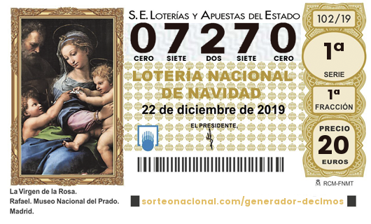 Décimo del Sorteo Extraordinario de la Lotería de Navidad de la Peña TAO. 2019