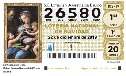 Décimo del Sorteo Extraordinario de la Lotería de Navidad del Casco Antiguo de Arnedo. 2019