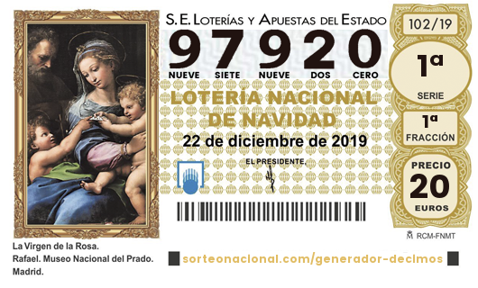 Décimo del Sorteo Extraordinario de la Lotería de Navidad de la Asociación Mujer Actual de Arnedo. 2019 